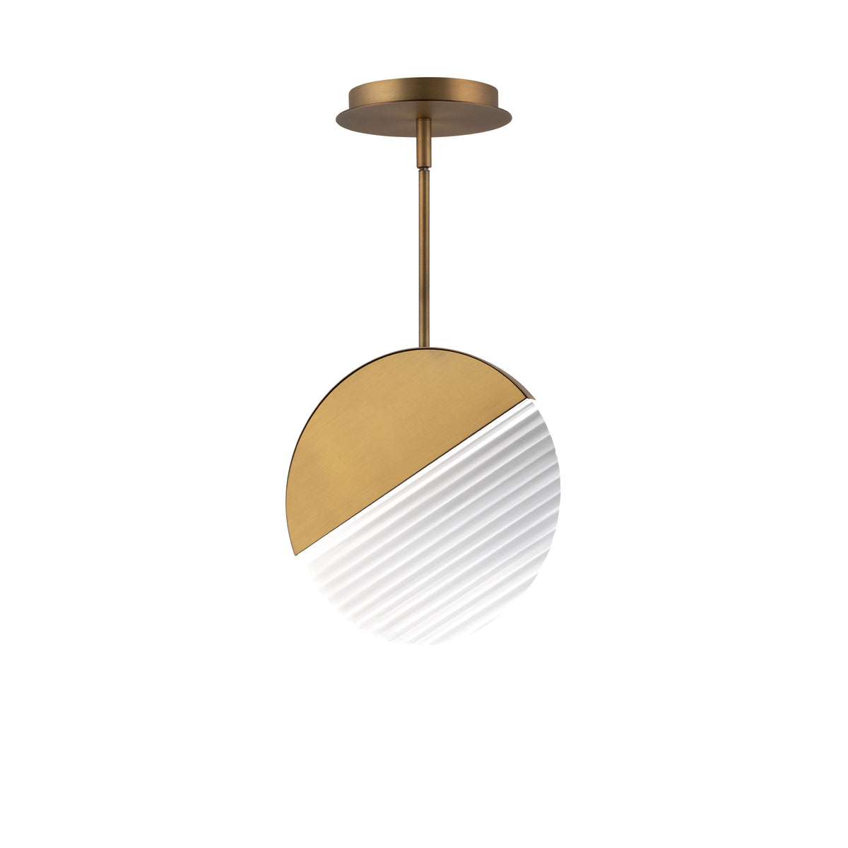 Crescent 10in Mini Pendant - Aged Brass