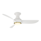 Corona Ceiling Fan w/ Light Soft Brass/Matte White
