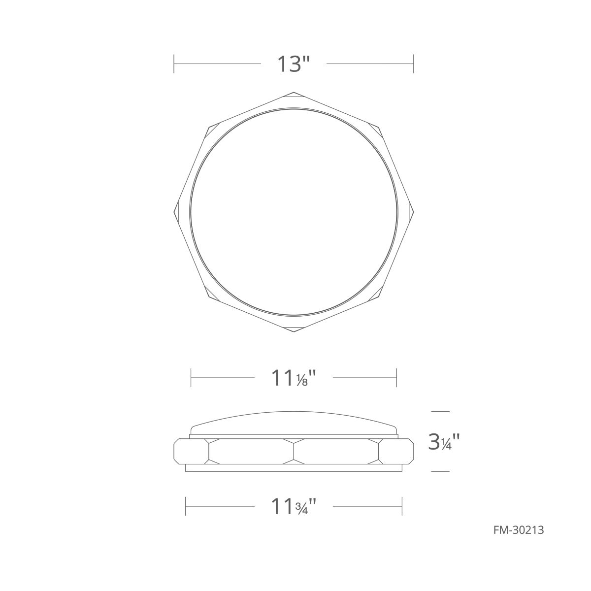 Grommet Flush Mount 13in dimensions