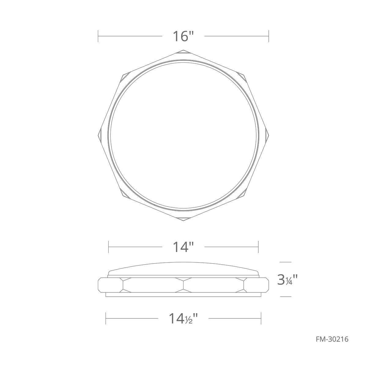 Grommet Flush Mount 16in dimensions
