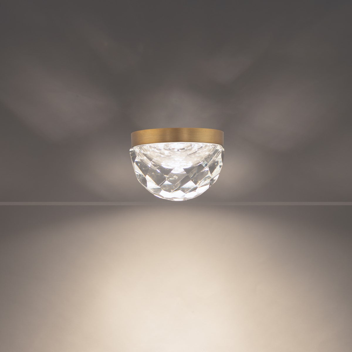 Cascade Crystal Flush Mount - Aged Brass Angle 2