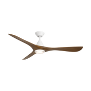 Carve Ceiling Fan w/ Light Kit - Matte White/Distressed Koa