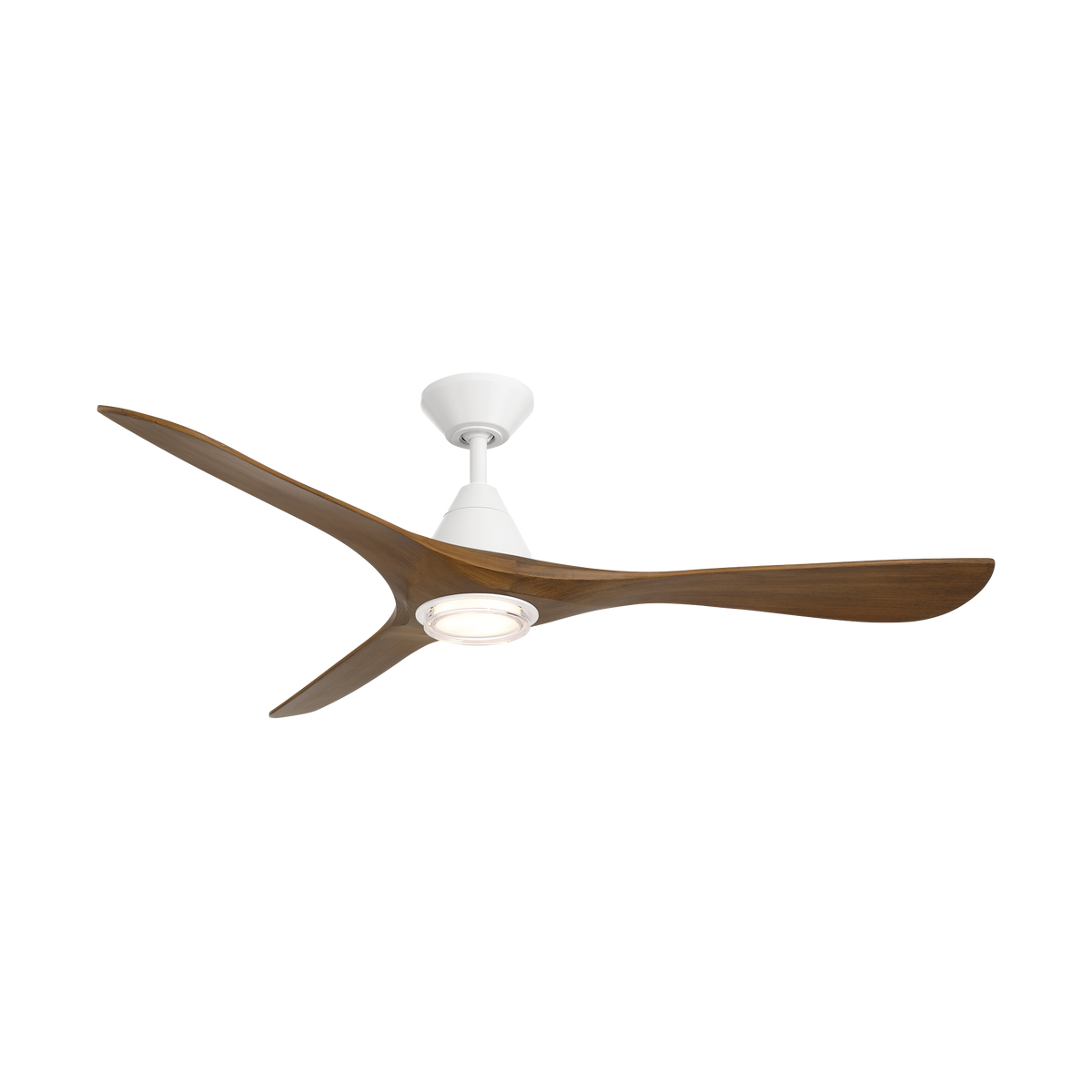Carve Ceiling Fan w/ Light Kit - Matte White/Distressed Koa