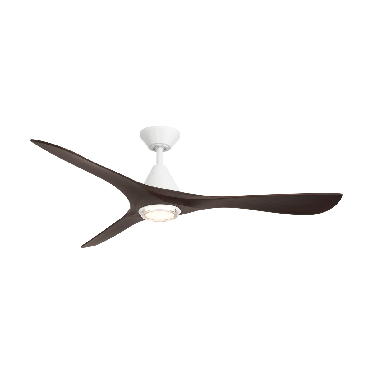 Carve Ceiling Fan w/ Light Kit - Matte White/Dark Walnut