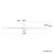 Hydra Ceiling Fan 120in dimensions