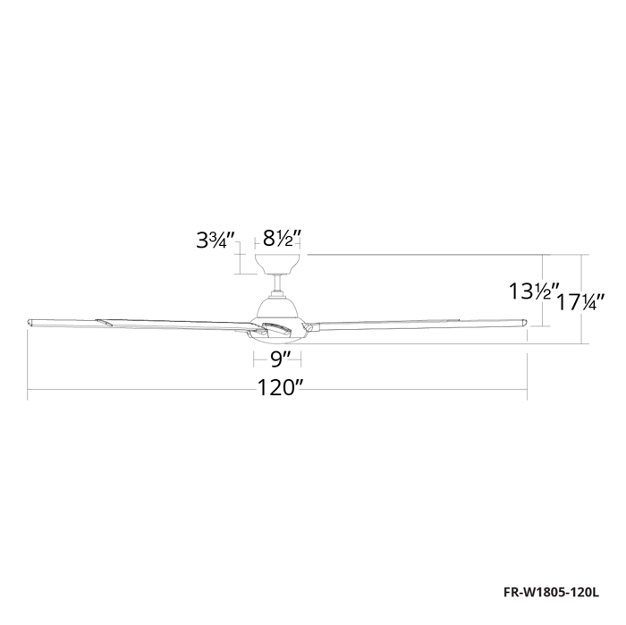 Hydra Ceiling Fan 120in dimensions