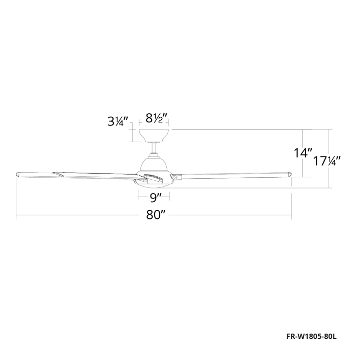 Hydra Ceiling Fan 80in dimensions