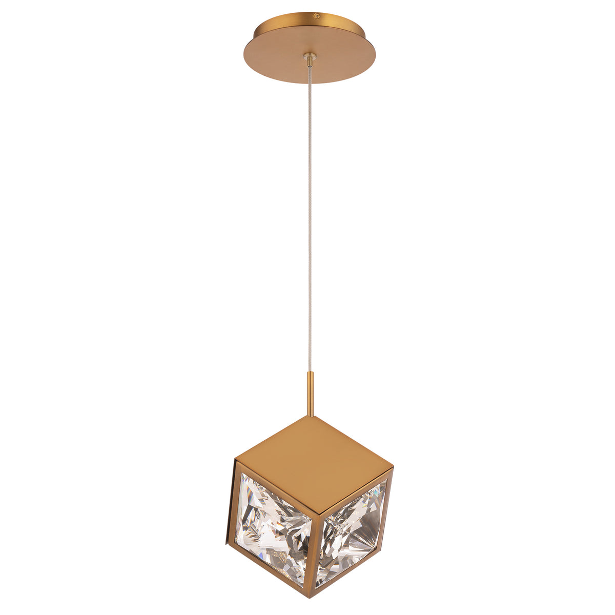 Ice Cube 8in Mini Pendant - Aged Brass