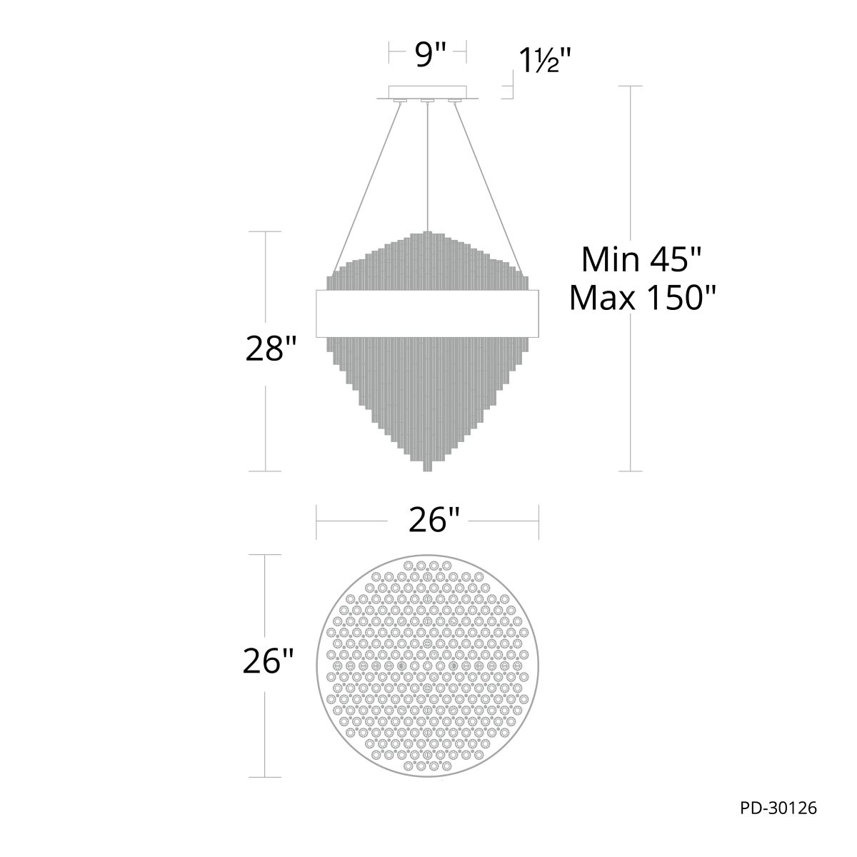 Luzerne Round Pendant - Line Drawing