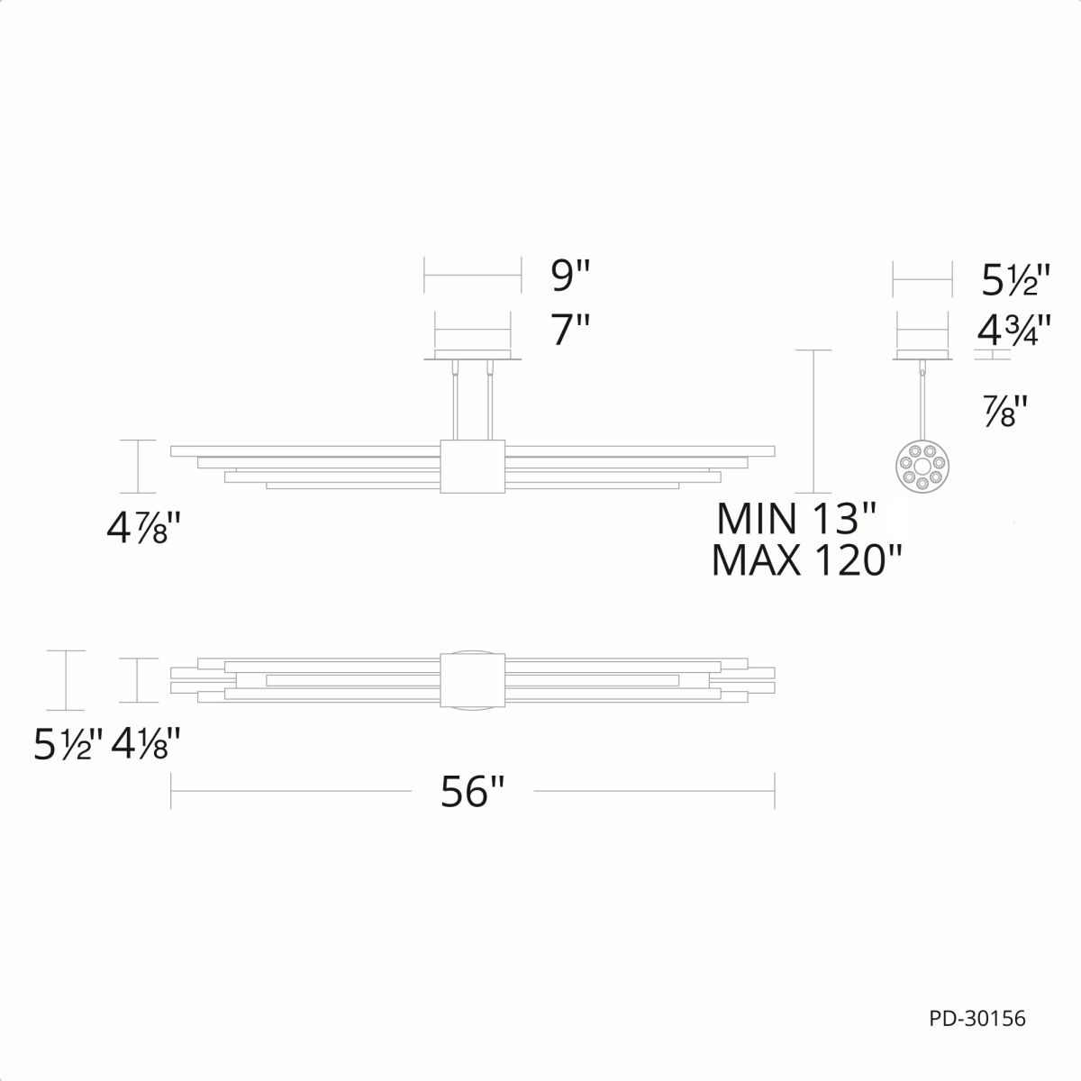 Luzerne Linear Pendant - Line Drawing
