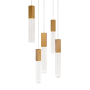 Cinema 5 Light Round Pendant Aged Brass