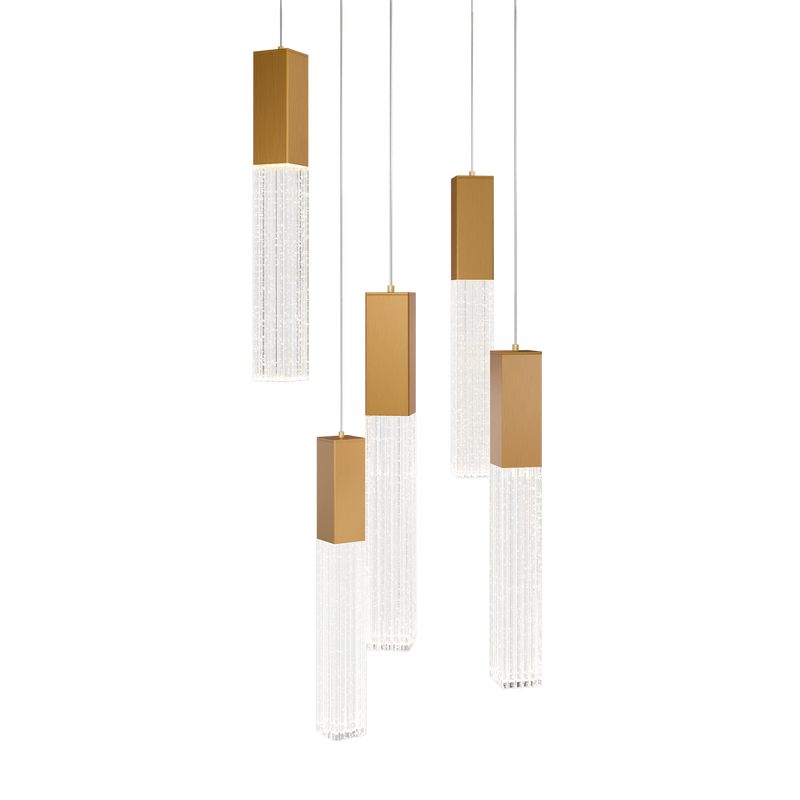 Cinema 5 Light Round Pendant Aged Brass