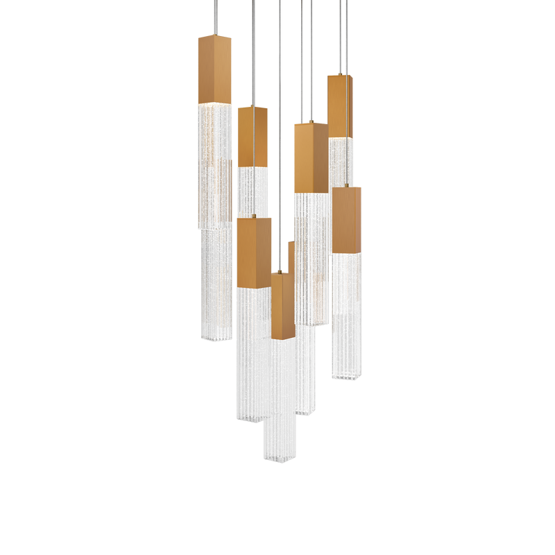 Cinema 9 Light Round Pendant Aged Brass