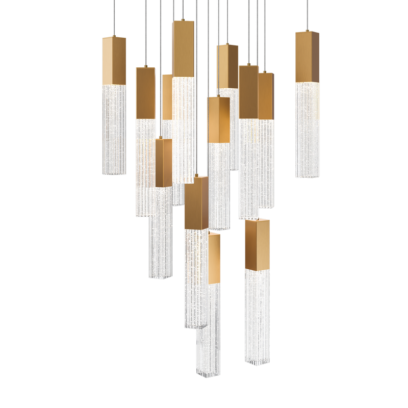 Cinema 13 Light Square Pendant Aged Brass