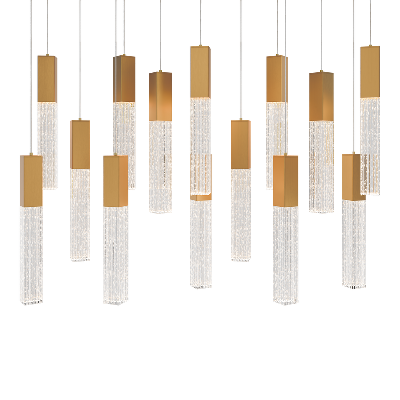 Cinema 14 Light Linear Pendant Aged Brass