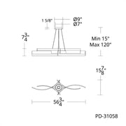 Arcs Linear Pendant dimensional line drawing