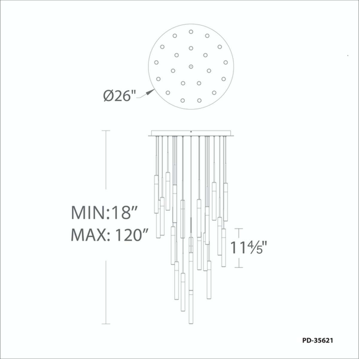 Magic 21 Light Round Pendant - Line Drawing