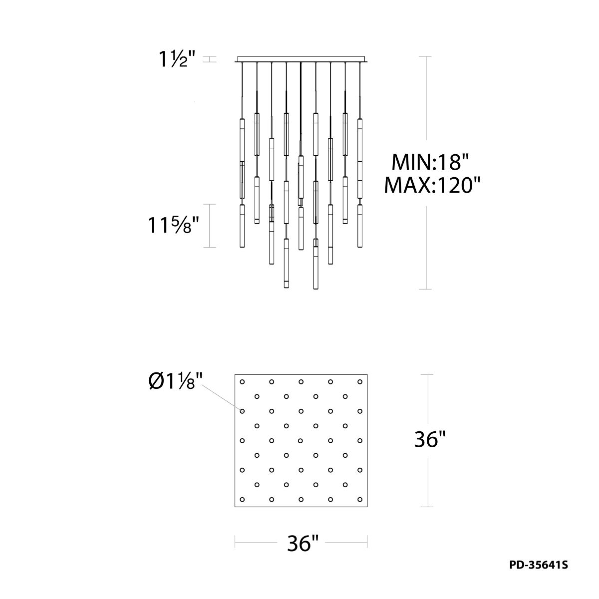Magic 41LGT Square Multilight Pendant line drawing
