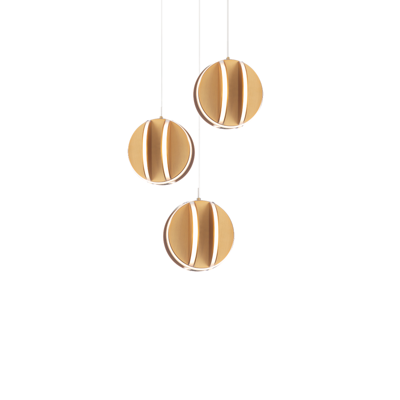 Carillion 3 Light Round Pendant - Aged Brass