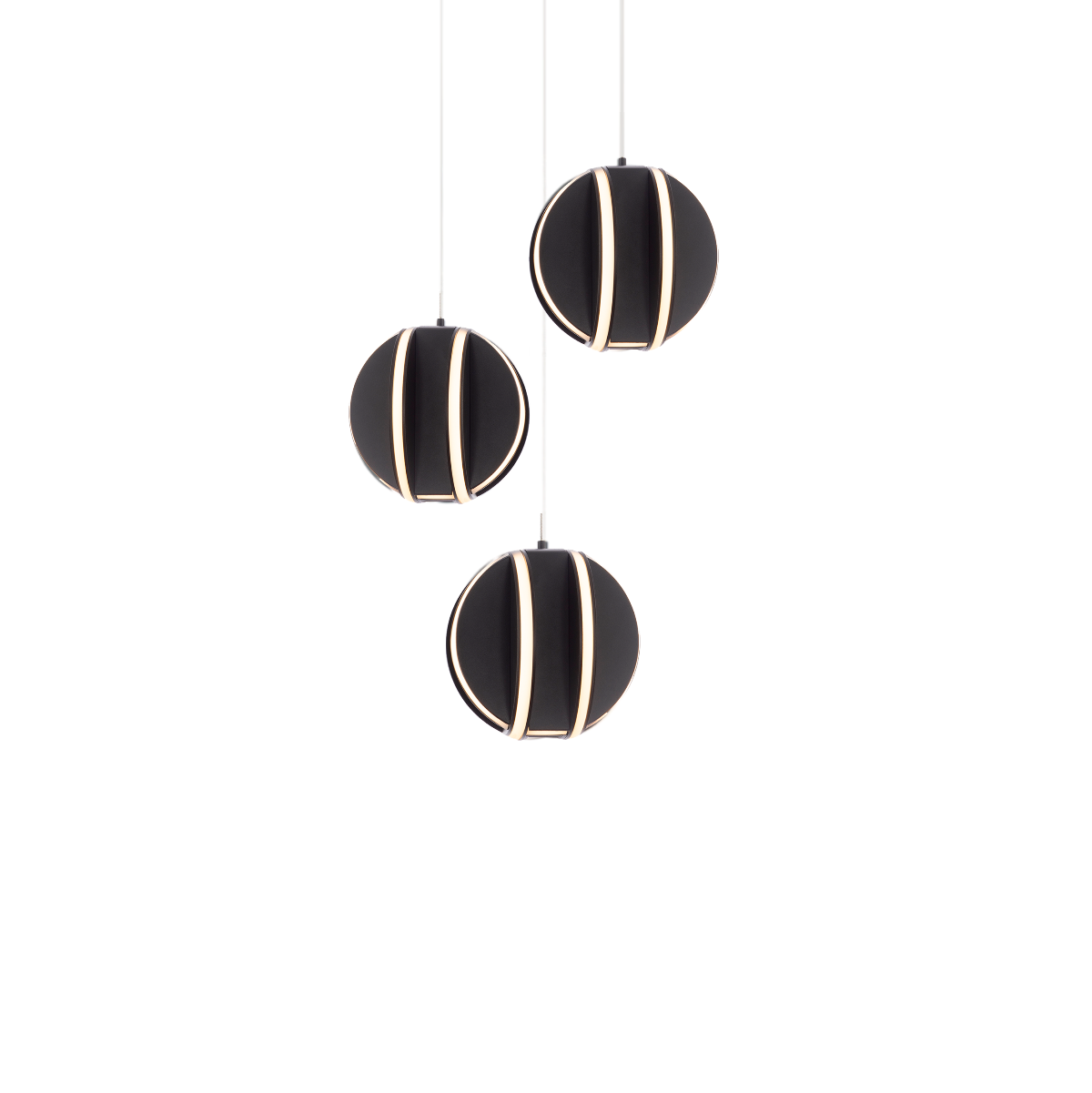 Carillion 3 Light Round Pendant - Black