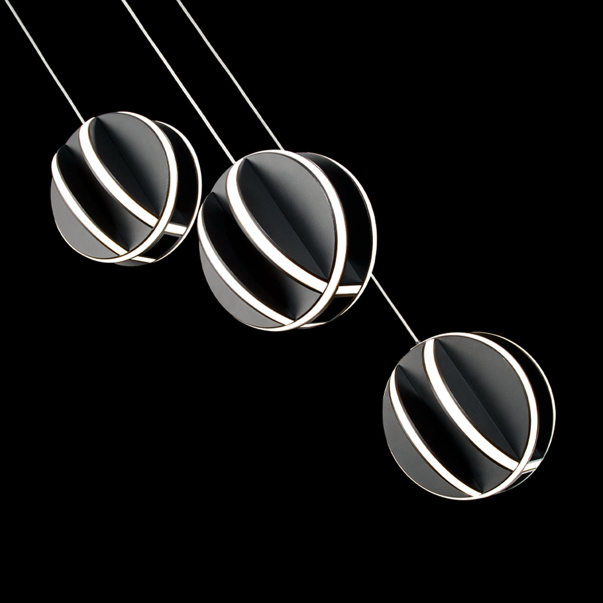 Carillion 3 Light Round Pendant - Black Lifestyle 2