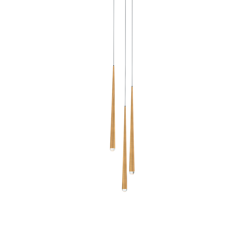Cascade 3 Light Round Pendant - Aged Brass