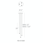 Cascade 3 Light Round Pendant - Line Drawing