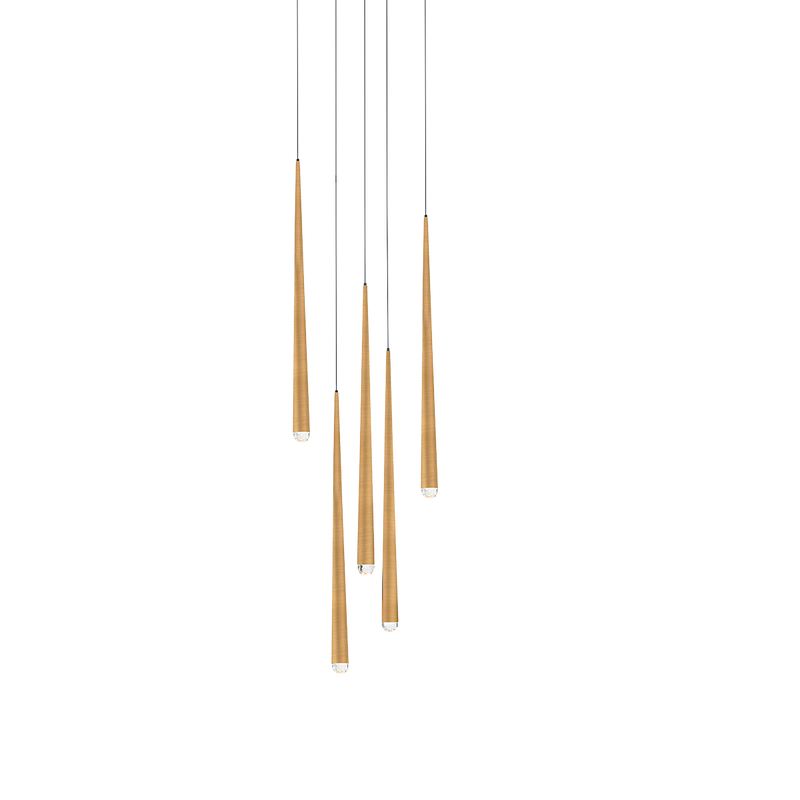 Cascade 5 Light Round Pendant - Aged Brass