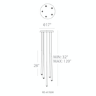 Cascade 5 Light Round Pendant - Line Drawing