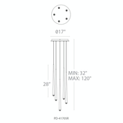Cascade 5 Light Round Pendant - Line Drawing