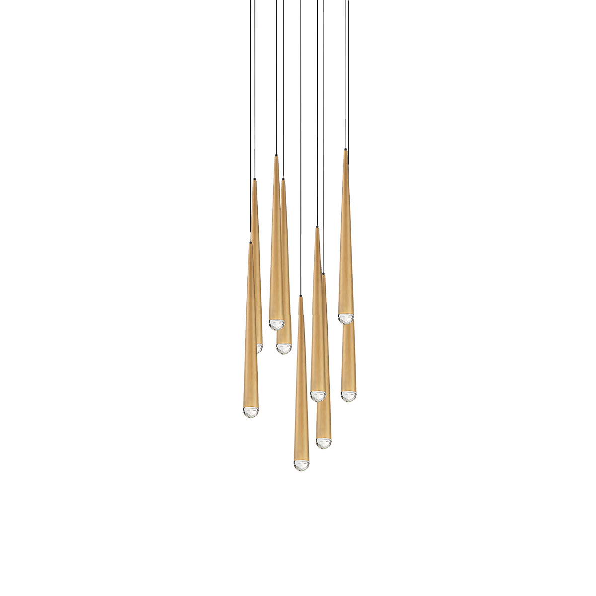 Cascade 9 Light Round Pendant - Aged Brass