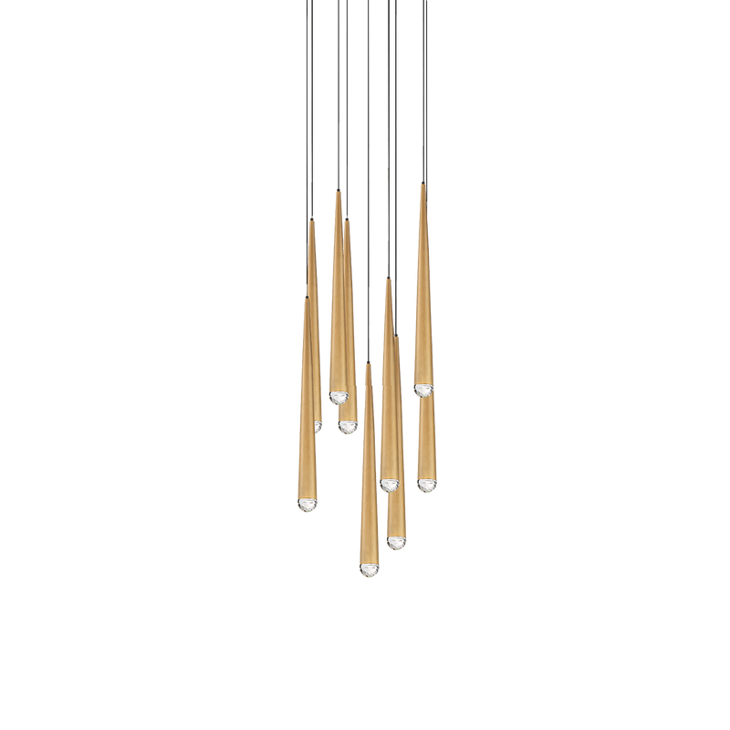 Cascade 9 Light Round Pendant - Aged Brass