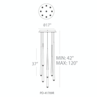 Cascade 9 Light Round Pendant - Line Drawing