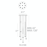 Cascade 9 Light Round Pendant - Line Drawing