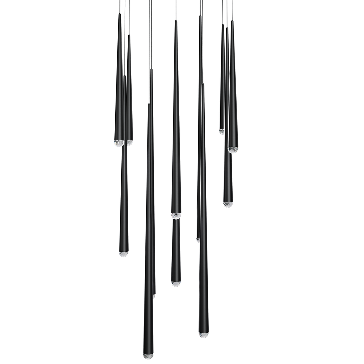 Cascade 13 Light Square Crystal - Black