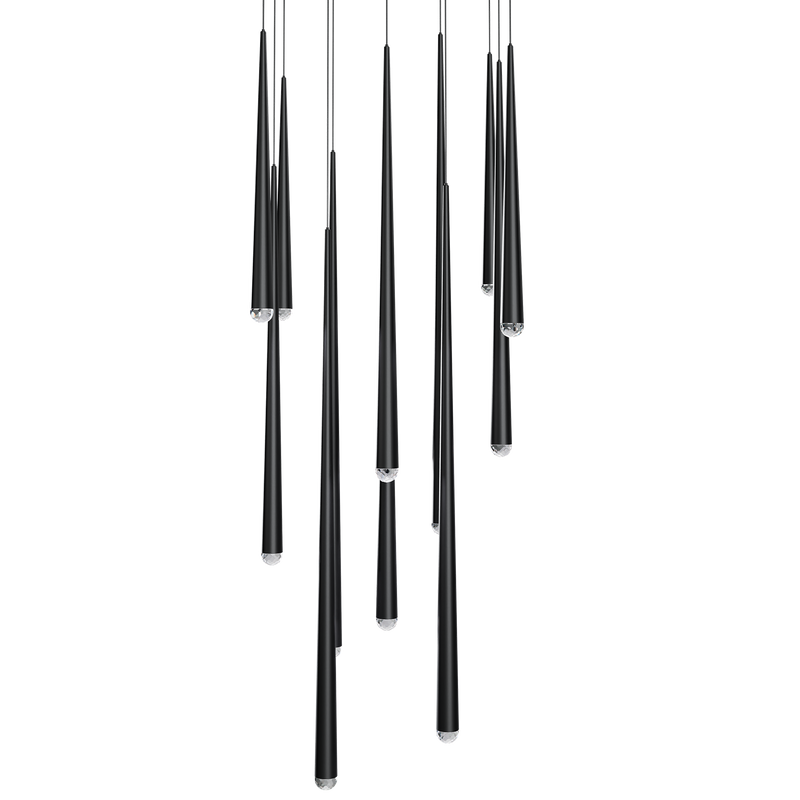Cascade 13 Light Square Crystal - Black