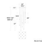 Cascade 13 Light Square Crystal - Line Drawing