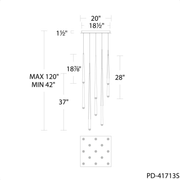 Cascade 13 Light Square Crystal - Line Drawing