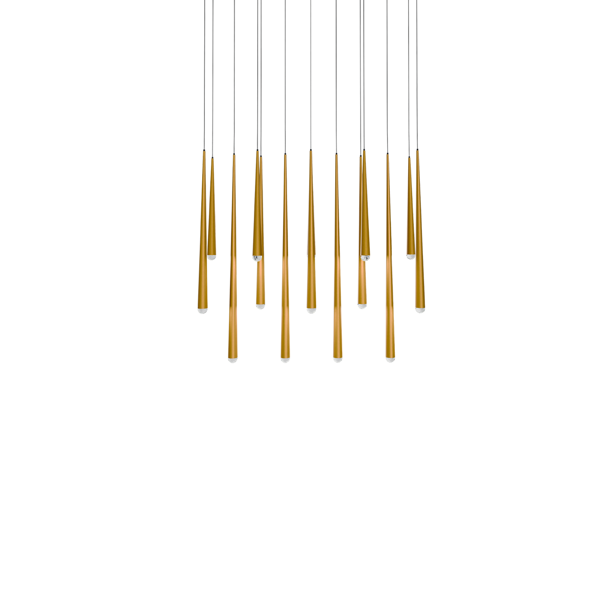 Cascade 14 Light Linear Crystal - Aged Brass