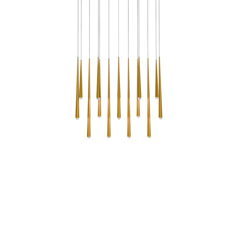 Cascade 14 Light Linear Crystal - Aged Brass