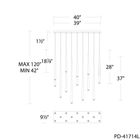 Cascade 14 Light Linear Crystal - Line Drawing