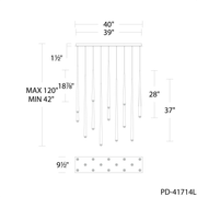 Cascade 14 Light Linear Crystal - Line Drawing