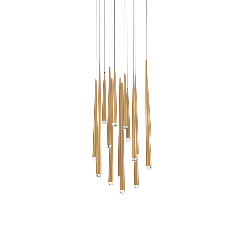 Cascade 15 Light Round Pendant - Aged Brass