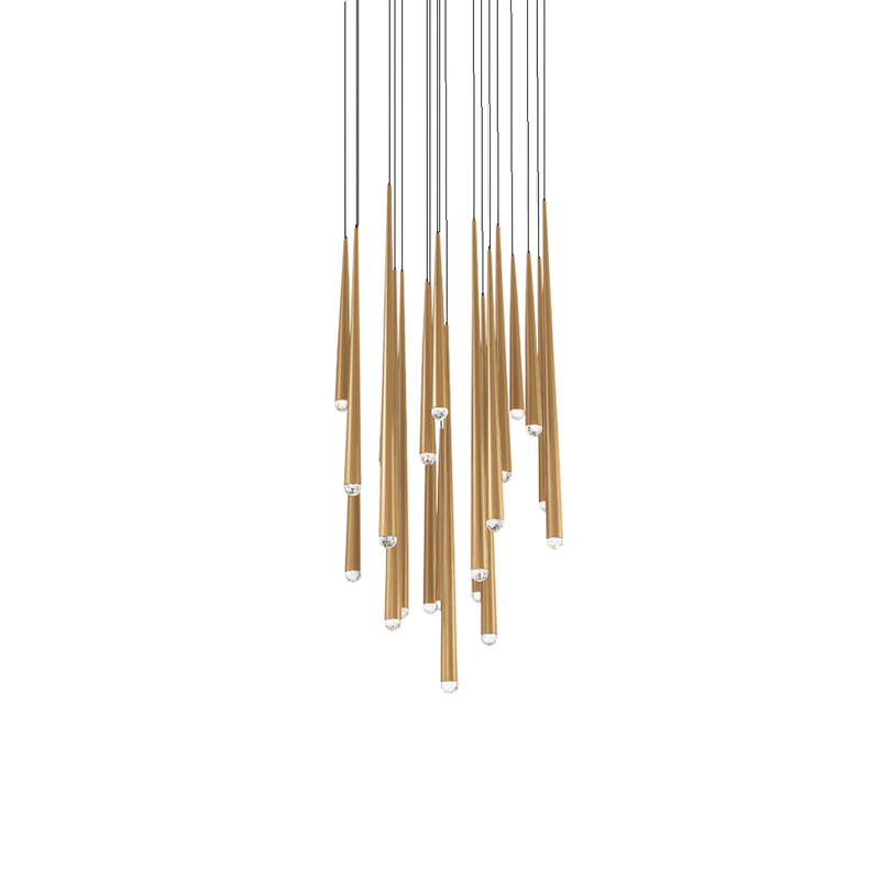 Cascade 21 Light Round Pendant - Aged Brass
