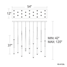 Cascade 23 Light Linear Pendant - Line Drawing