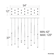 Cascade 23 Light Linear Pendant - Line Drawing