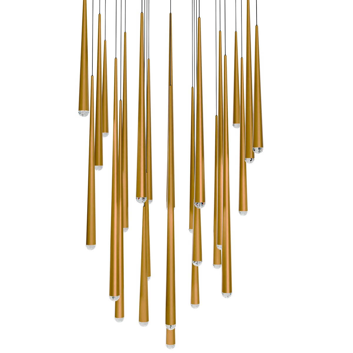 Cascade 25 Light Square Crystal - Aged Brass