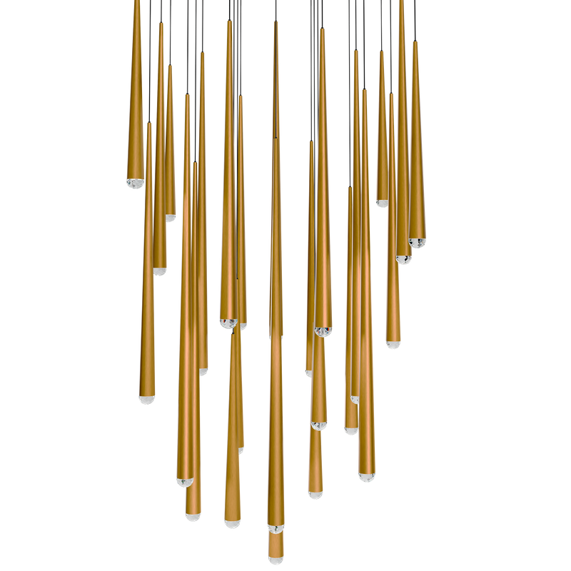 Cascade 25 Light Square Crystal - Aged Brass
