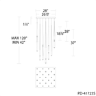 Cascade 25 Light Square Crystal - Line Drawing