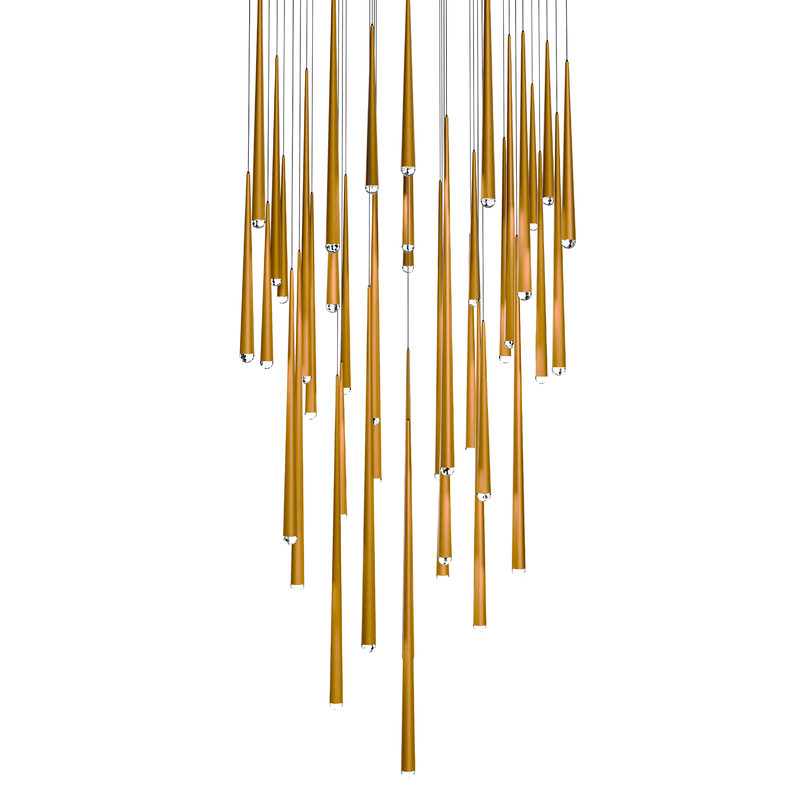 Cascade 41 Light Square Crystal - Aged Brass